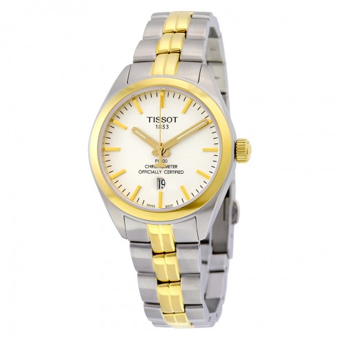 Tissot PR 100 Quartz COSC Lady White Dial Two Tone Watch T1012512203100 watches