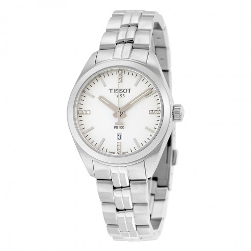 Tissot PR 100 T-Classic Silver Dial Diamond Stainless Steel Ladies Watch T101.210.11.036.00 watches