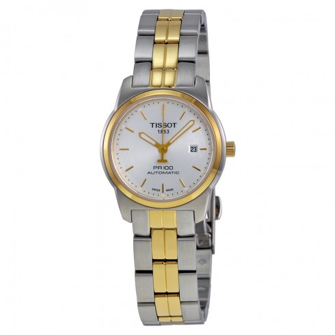 Tissot PR100 Automatic Silver Dial Two-tone Ladies Watch T049.307.22.031.00 watches