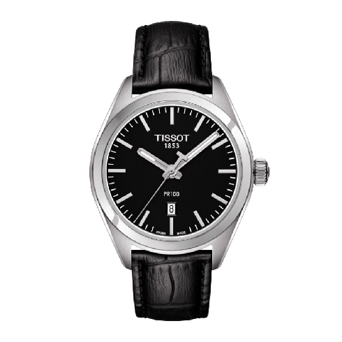 Tissot PR100 Black Dial Black Leather Ladies Watch T1012101605100 watches