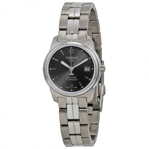 Tissot PR100 Black Dial Titanium Bracelet Ladies Watch T0493104406700 watches