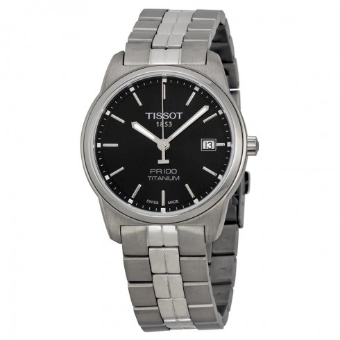 Tissot PR100 Black Dial Titanium Men's Watch T0494104405100 watches
