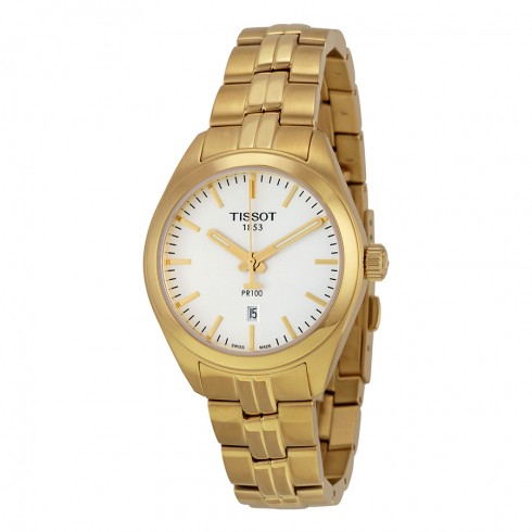 Tissot PR100 Lady Silver Dial Gold PVD Ladies Watch T1012103303100 watches
