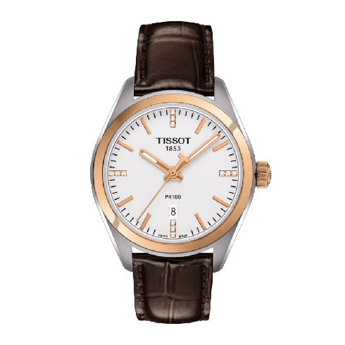 Replica Tissot PR100 Silver Dial Brown Leather Ladies Watch T1012102603600 Watch