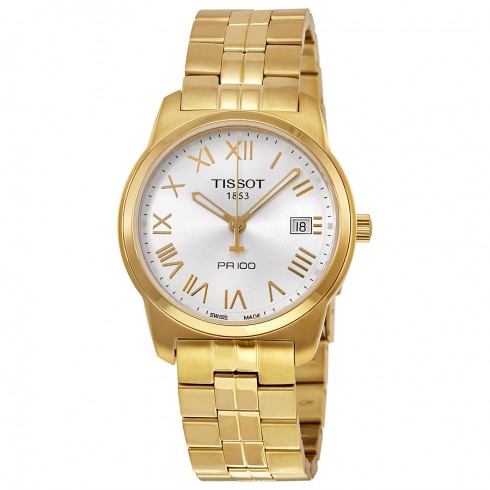 Tissot PR100 Silver Dial Gold-plated Men's Watch T0494103303300 watches