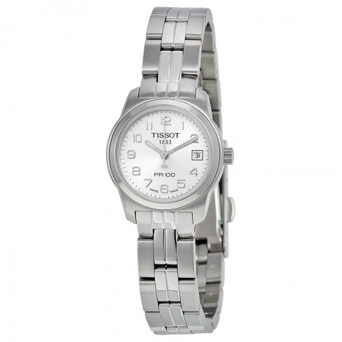 Tissot PR100 Silver DIal Stainless Steel Ladies Watch T0492101103200 watches