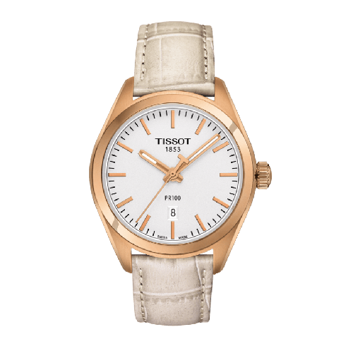 Tissot PR100 Silver Dial White Leather Ladies Watch T1012103603100 watches