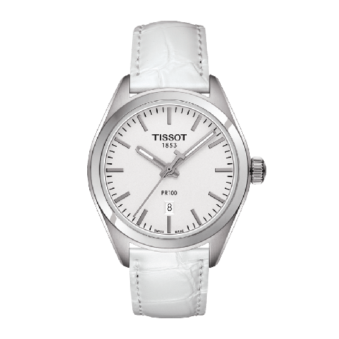 Tissot PR100 White Dial White Leather Ladies Watch T1012101603100 watches