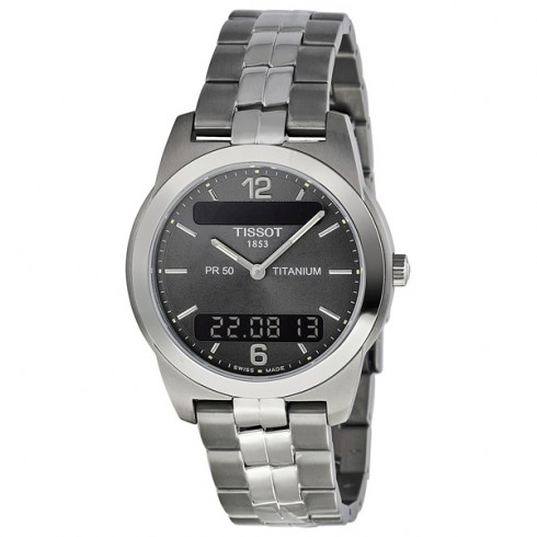 Tissot PR50 Titanium Analog/Digital Grey Men's Watch T34.7.487.62 watches
