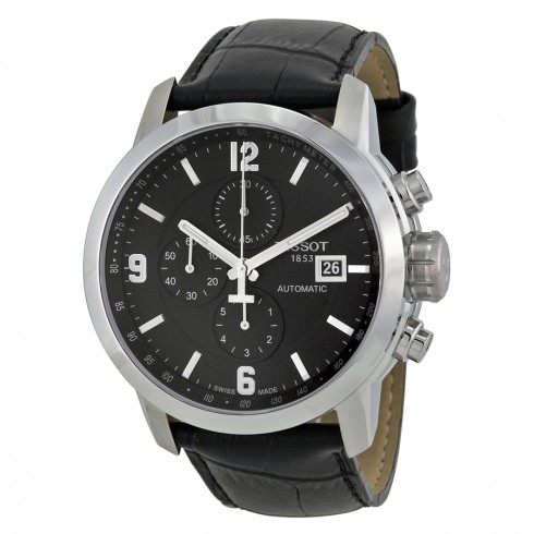 Tissot PRC 200 Automatic Chronograph Black Dial Black Leather Men's Watch T0554271605700 watches