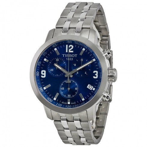 Tissot PRC 200 Chronograph Blue Dial Stainless Steel Men's Watch T0554171104700 watches