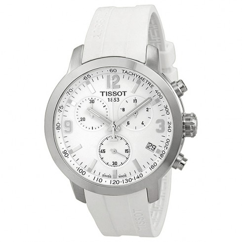 Tissot PRC 200 Chronograph White Dial White Rubber Men's Watch T0554171701700 watches