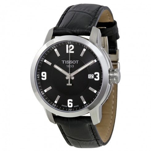 Tissot PRC 200 Quartz Black Dial Black Leather Sport Men's Watch T0554101605700 watches