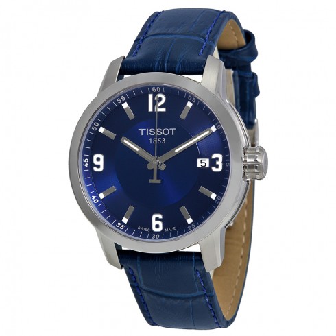 Tissot PRC 200 Quartz Blue Dial Blue Leather Sport Men's Watch T0554101604700 watches