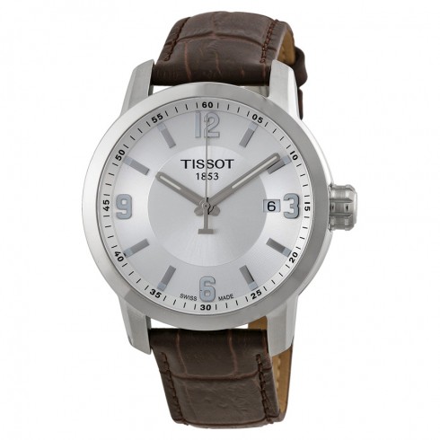 Tissot PRC 200 Quartz Silver Dial Brown Leather Sport Men's Watch T0554101603700 watches