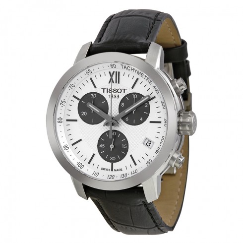 Tissot PRC200 Chronograph White Dial Black Leather Men's Watch T0554171603800 watches