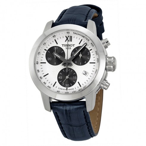 Tissot Prc200 Chronograph White Dial Blue Leather Ladies Watch T0552171603800 watches
