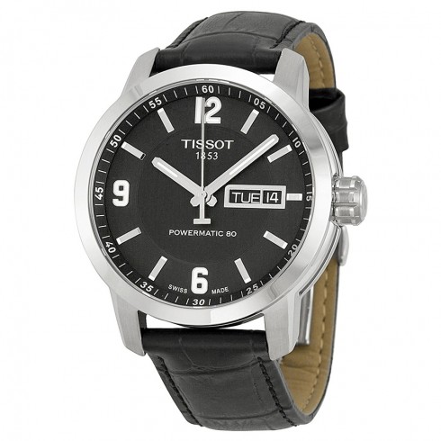 Tissot PRC200 Powermatic 80 Automatic Black Dial Black Leather Men's Watch T0554301605700 watches
