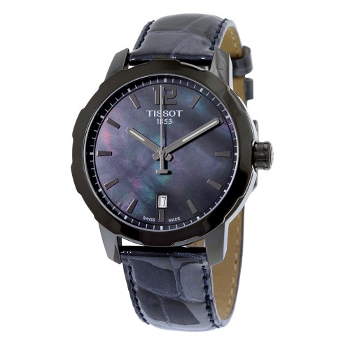 Tissot Quickster Black MOP Dial Anthracite Leather Unisex Watch T0954103612700 watches