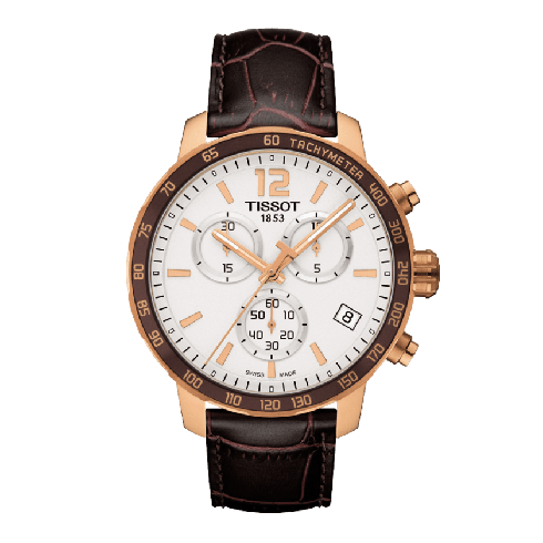 Replica Tissot Quickster Chrono Silver Dial Brown Alligator Leather Men's Watch T095.417.36.037.00 Watch