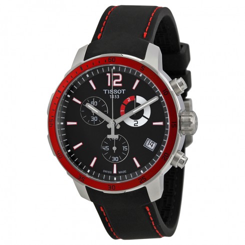 Tissot Quickster Chronograph Black Dial Black Silicone Men's Watch T0954491705701 watches