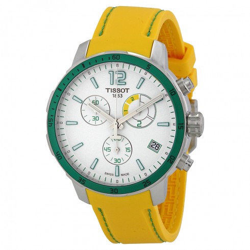 Tissot Quickster Chronograph Soccer World Cup 2014 White Dial Yellow Silicone Men's Watch T0954491703701 watches
