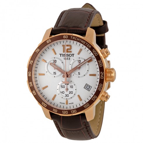 Tissot Quickster Chronograph White Dial Brown Leather Men's Watch T0954173603700 watches