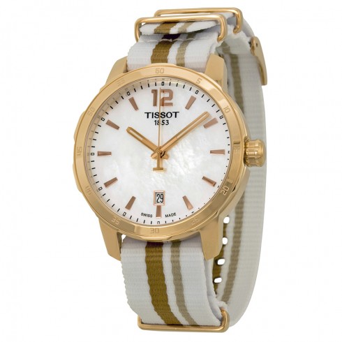 Tissot Quickster Mother of Pearl Dial Striped Nylon Strap Men's Watch T0954103711700 watches