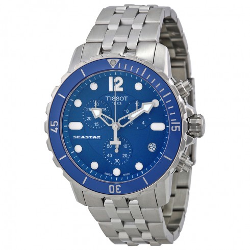 Tissot Seastar Chronograph Blue Dial Stainless Steel Men's Watch T0664171104700 watches