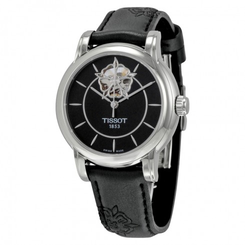 Tissot T-Classic Lady Heart Powermatic 80 Automatic Black Dial Black Synthetic Leather Ladies Watch T0502071705104 watches