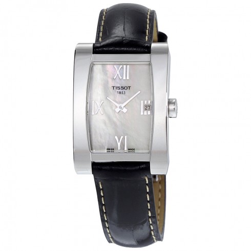 Tissot T-Lady Generosi-T White Mother of Pearl Dial Black Leather Ladies Watch T007.309.16.113.02 watches