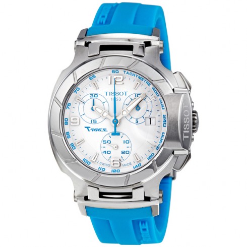 Tissot T Race Chronograph Sky Blue Silicone Strap Ladies Watch T0482171701702 watches