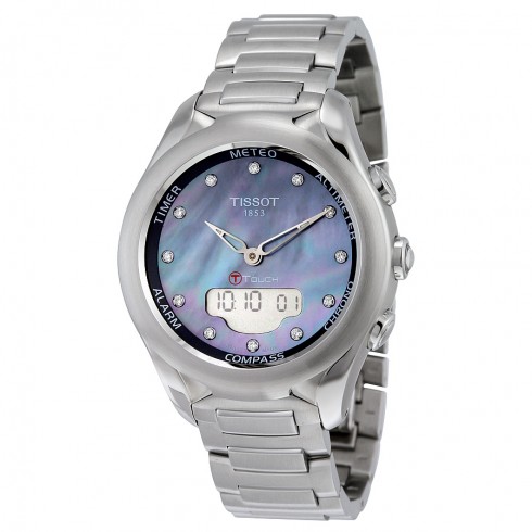 Tissot T-Touch Lady Solar Mother of Pearl Diamond Dial Stainless Steel Watch T0752201110601 watches