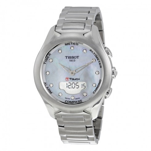 Tissot T-Touch Solar Mother of Pearl Diamond Dial Stainless Steel Ladies Watch T0752201110600 watches