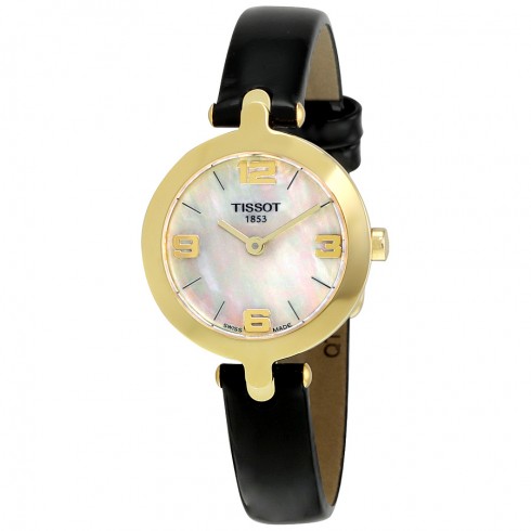Tissot T-Trend Flamingo Mother of Pearl Dial Black Leather Ladies Watch T003.209.36.117.00 watches