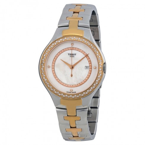 Tissot T12 Mother of Pearl Dial Diamond Set Two-tone Ladies Watch T0822106211600 watches