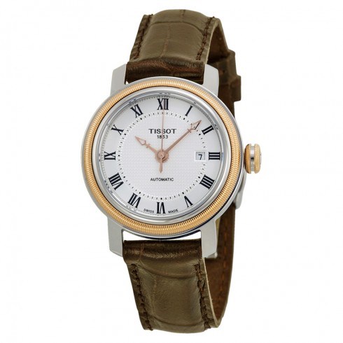 Tissot T-Classic Bridgeport Brown Leather White Dial Ladies Watch T0970072603300 watches