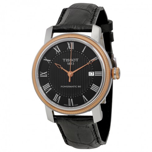 Tissot T-Classic Bridgeport Powermatic 80 Black Dial Black Leather Men's Watch T0974072605300 watches
