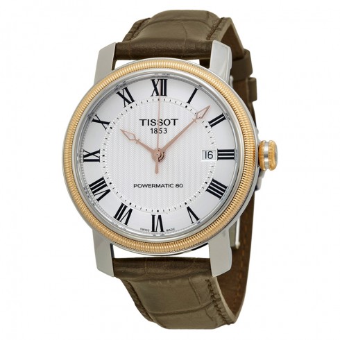 Tissot T-Classic Bridgeport Powermatic 80 Silver Dial Brown Leather Men's Watch T0974072603300 watches