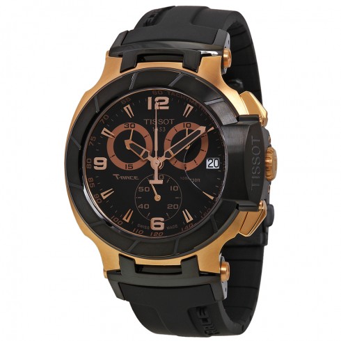 Tissot T-Race Chronograph Rose Gold-tone Case Black Rubber Men's Watch T0484172705706 watches