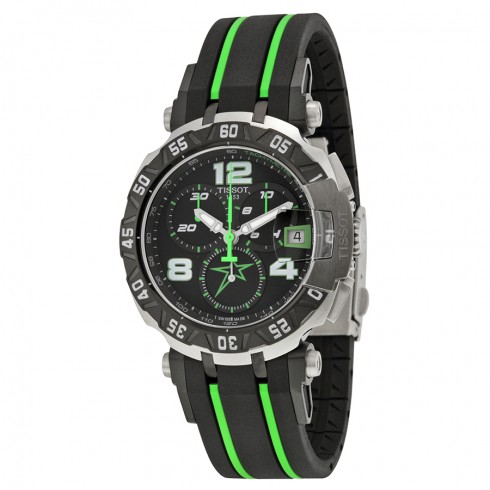 Tissot T-Race Nicky Hayden 2015 Black Dial Black and Green Rubber Band Men's Sports Watch T0924172705701 watches