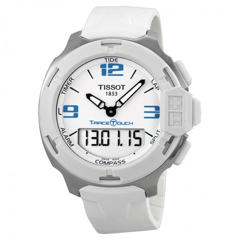 Tissot T-Race Touch White Analog Digital Dial White Synthetic Strap Men's Watch T0814201701701 watches