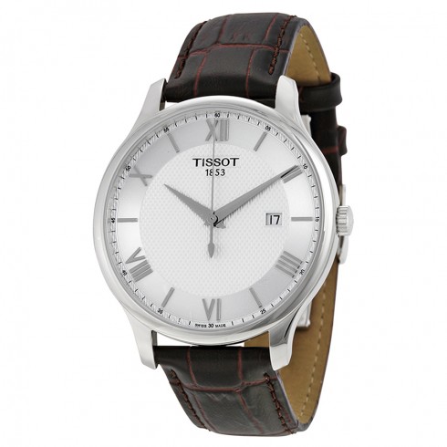Tissot Tradition Silver Dial Brown Leather Men's Watch T0636101603800 watches