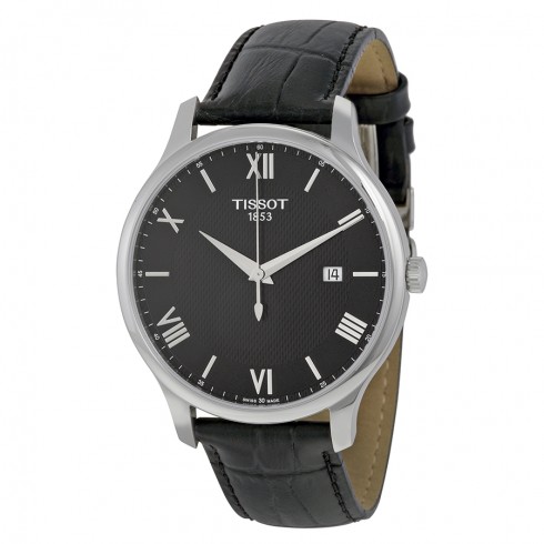 Tissot Traditon Gents Black Dial Black Leather Men's Quartz Watch T0636101605800 watches