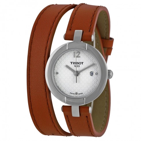 Tissot Trend Pinky Silver Dial Light Brown Leather Ladies Watch T0842101601704 watches