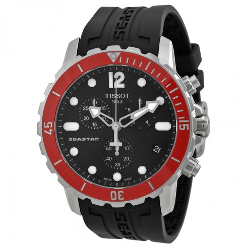 Tissot T-Sport Seastar Chronograph Black Dial Black Rubber Men's Watch T0664171705701 watches