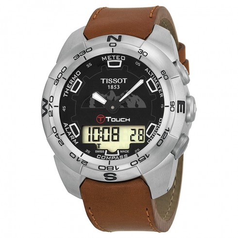 Replica Tissot T-Touch Black Dial Tan Leather Men's Watch T0134201605110 Watch