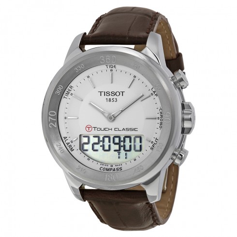 Tissot T-Touch Classic Touch Silver Dial Brown Leather Men's Watch T0834201601100 watches