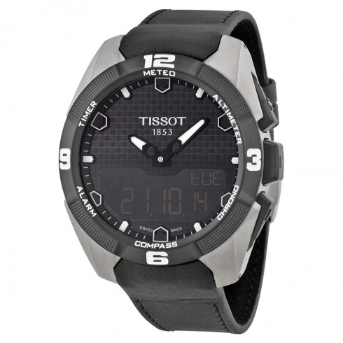 Tissot T-Touch Expert Solar Black Analog Digital Dial 30 Meters Water Resistant Black Leather Men's Watch T0914204605100 watches