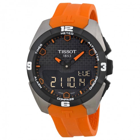 Tissot T-Touch Expert Solar Black Analog Digital Dial Orange Rubber Men's Watch T0914204705101 watches